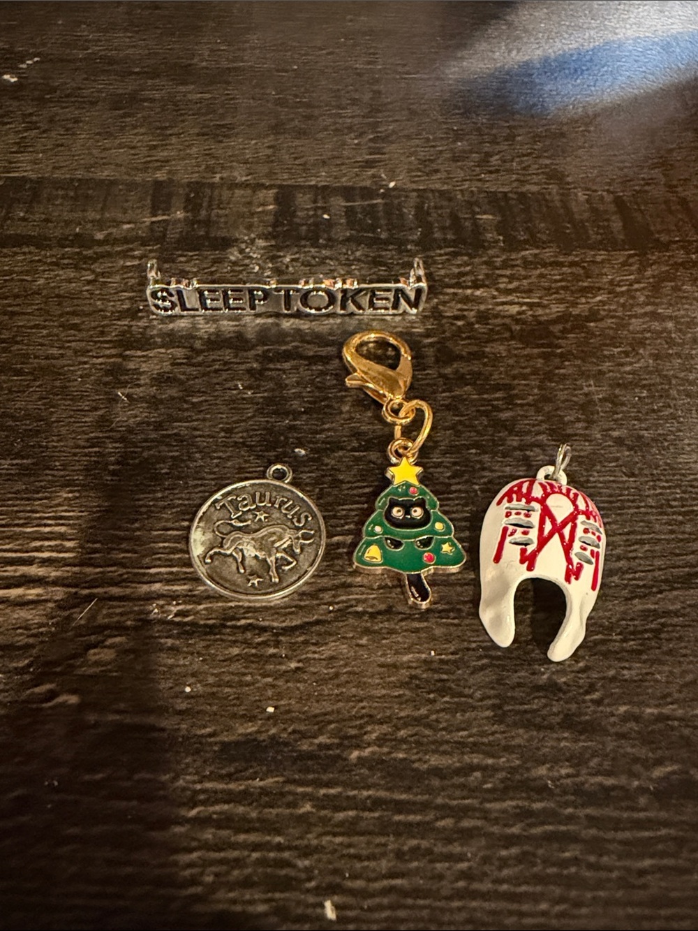 Mixed Charm Lot - 'Sleep Token' Bar, Taurus Coin, Christmas Tree & Mask